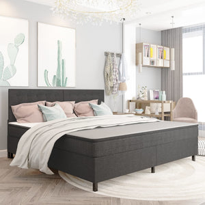 vidaXL Box Spring Bed Dark Grey Fabric 200x200 cm