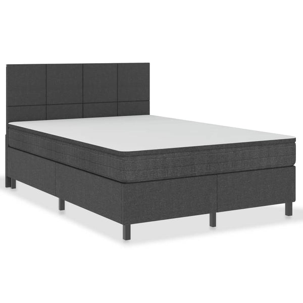 vidaXL Dark Grey Fabric Box Spring Bed 140x200 cm