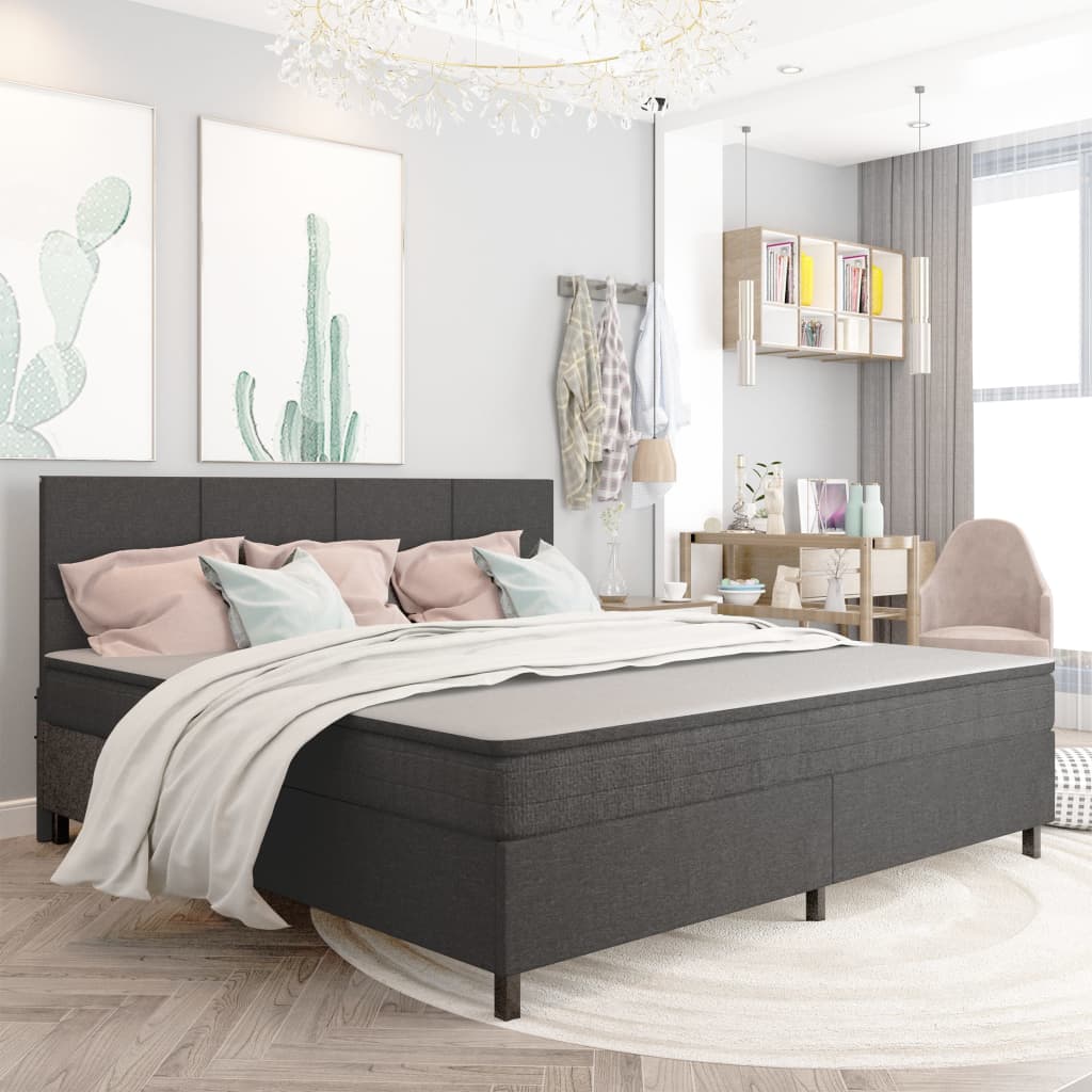 vidaXL Box Spring Bed Dark Grey Fabric 200x200 cm