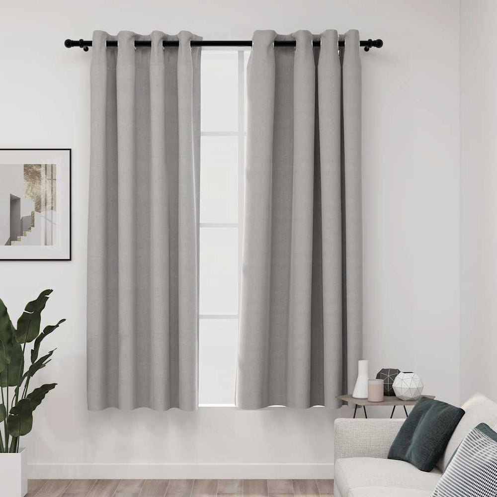 Verdunkelungsvorhänge Grau Leinenoptik 140x175 cm, 2er-Set