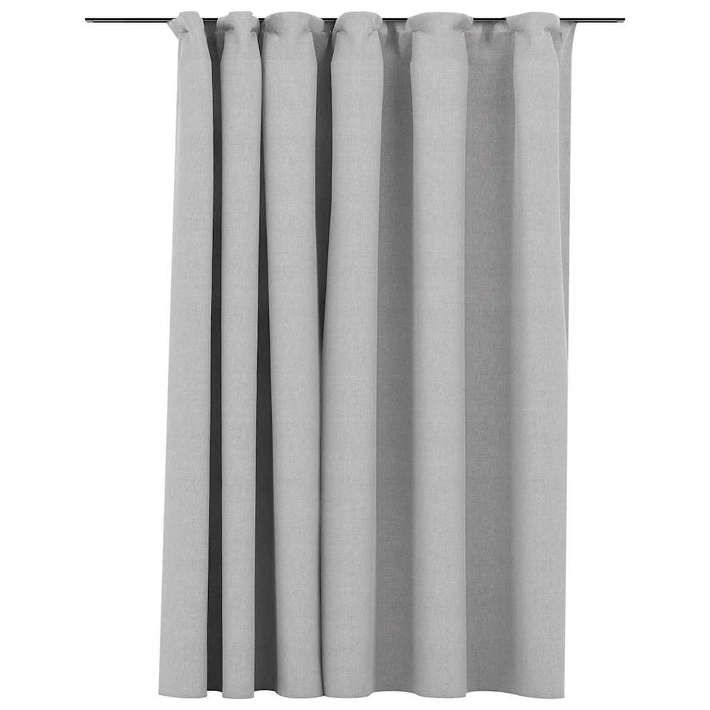 vidaXL Blackout Curtain with Hooks Linen Look Grey 290x245 cm