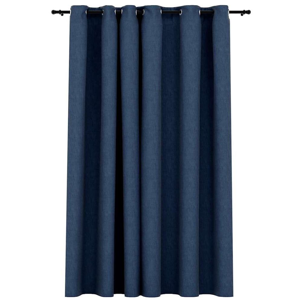 vidaXL Eyelet Blackout Curtain Linen Look Blue 290x245 cm