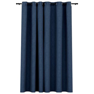 vidaXL Eyelet Blackout Curtain Linen Look Blue 290x245 cm