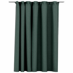 vidaXL Blackout Curtain with Hooks Linen Look Green 290x245 cm