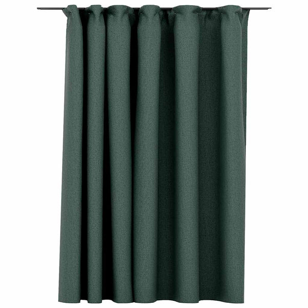 vidaXL Blackout Curtain with Hooks Linen Look Green 290x245 cm