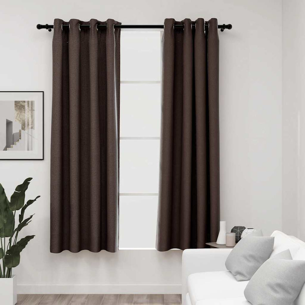 vidaXL Blackout Curtains Eyelets Linen Look 2 pcs Taupe 140x175cm