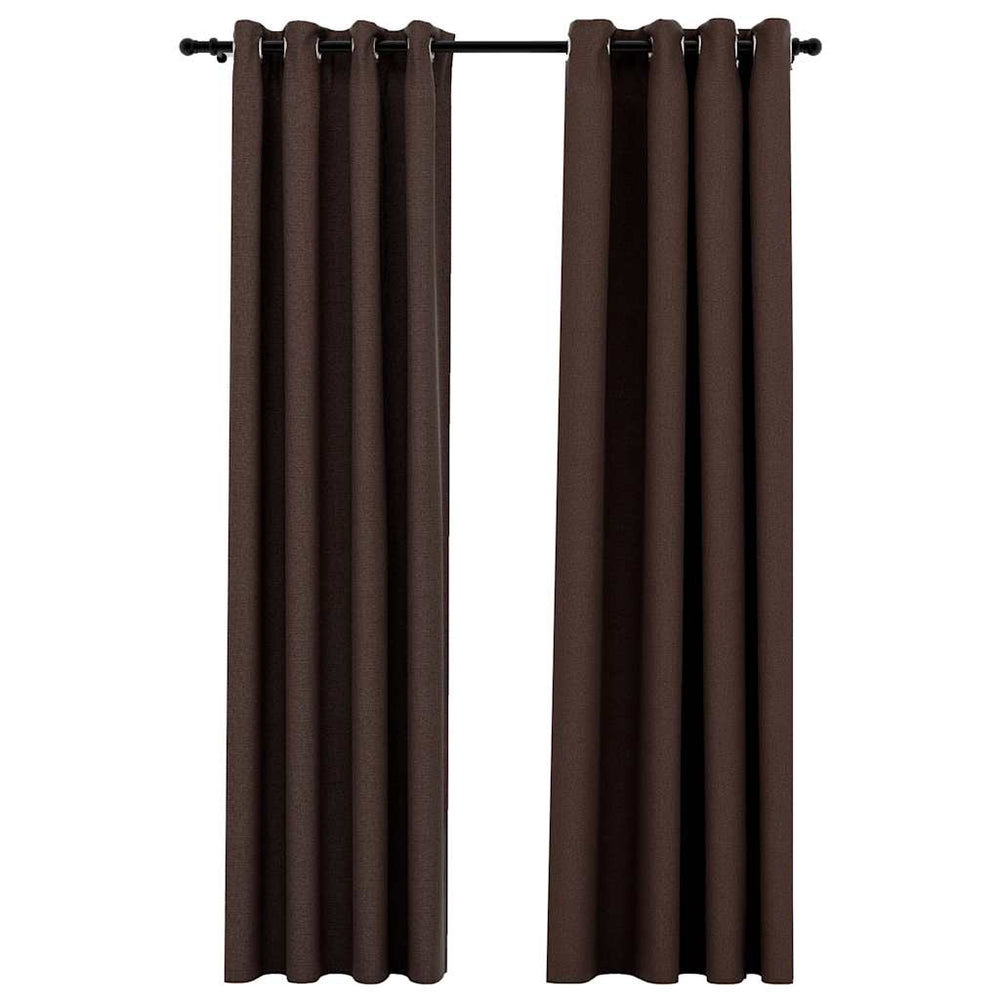 vidaXL Blackout Curtains Eyelet Linen Look 2 pcs Taupe 140x225 cm