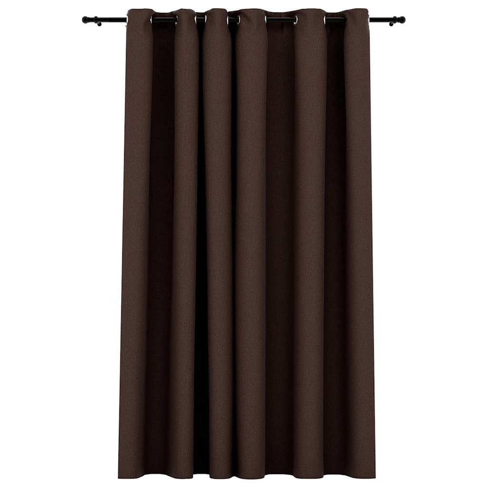 vidaXL Blackout Curtain with Eyelets Linen Look Taupe 290x245 cm