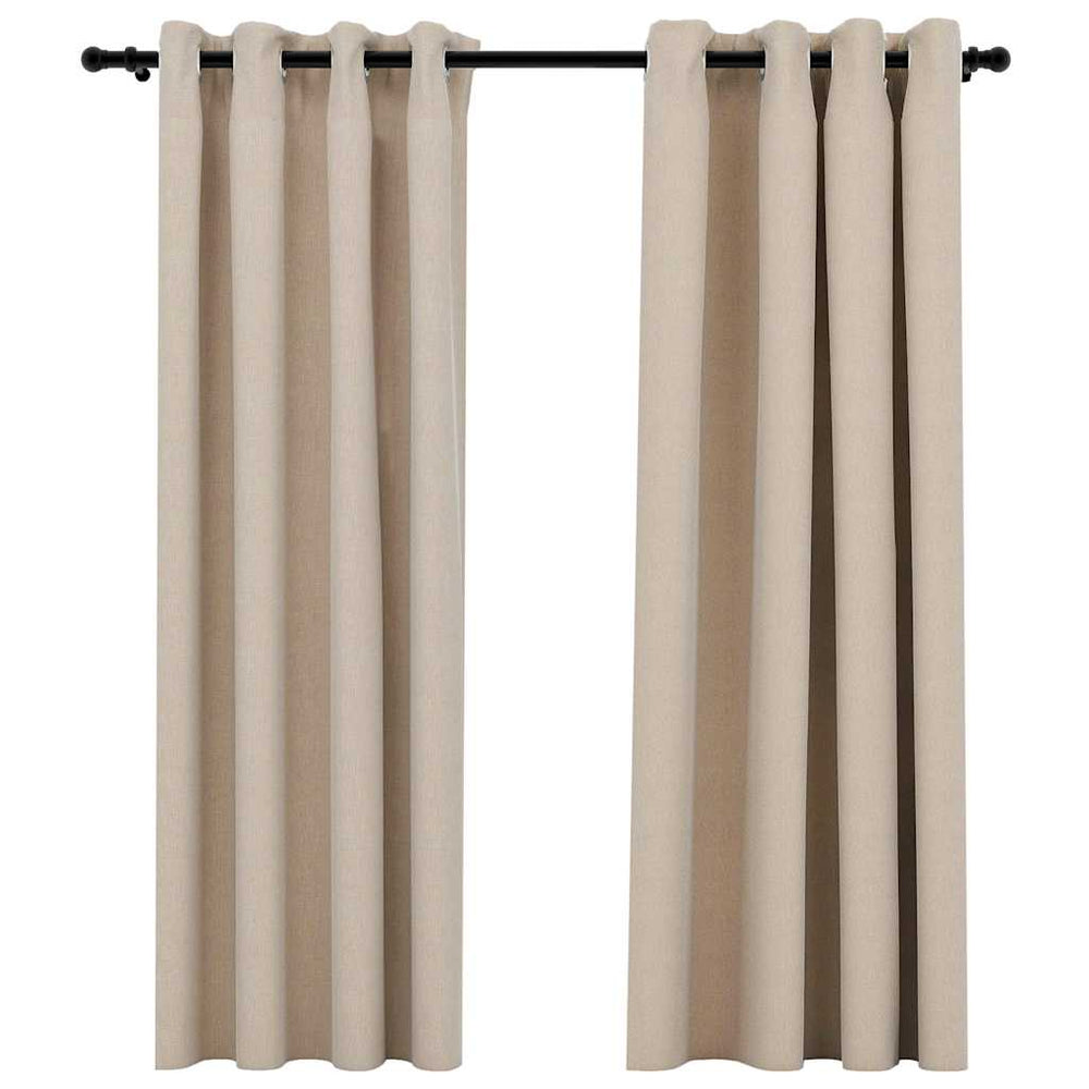 vidaXL Blackout Curtains 2 pcs. Eyelets Linen Look Beige 140x175 cm