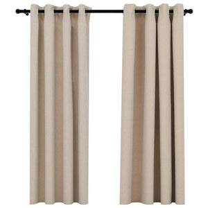 vidaXL Blackout Curtains 2 pcs. Eyelets Linen Look Beige 140x175 cm