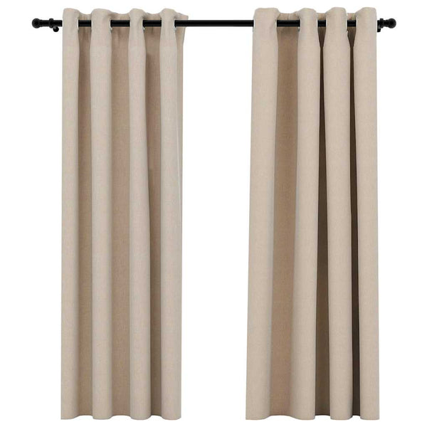 vidaXL Blackout Curtains 2 pcs. Eyelets Linen Look Beige 140x175 cm