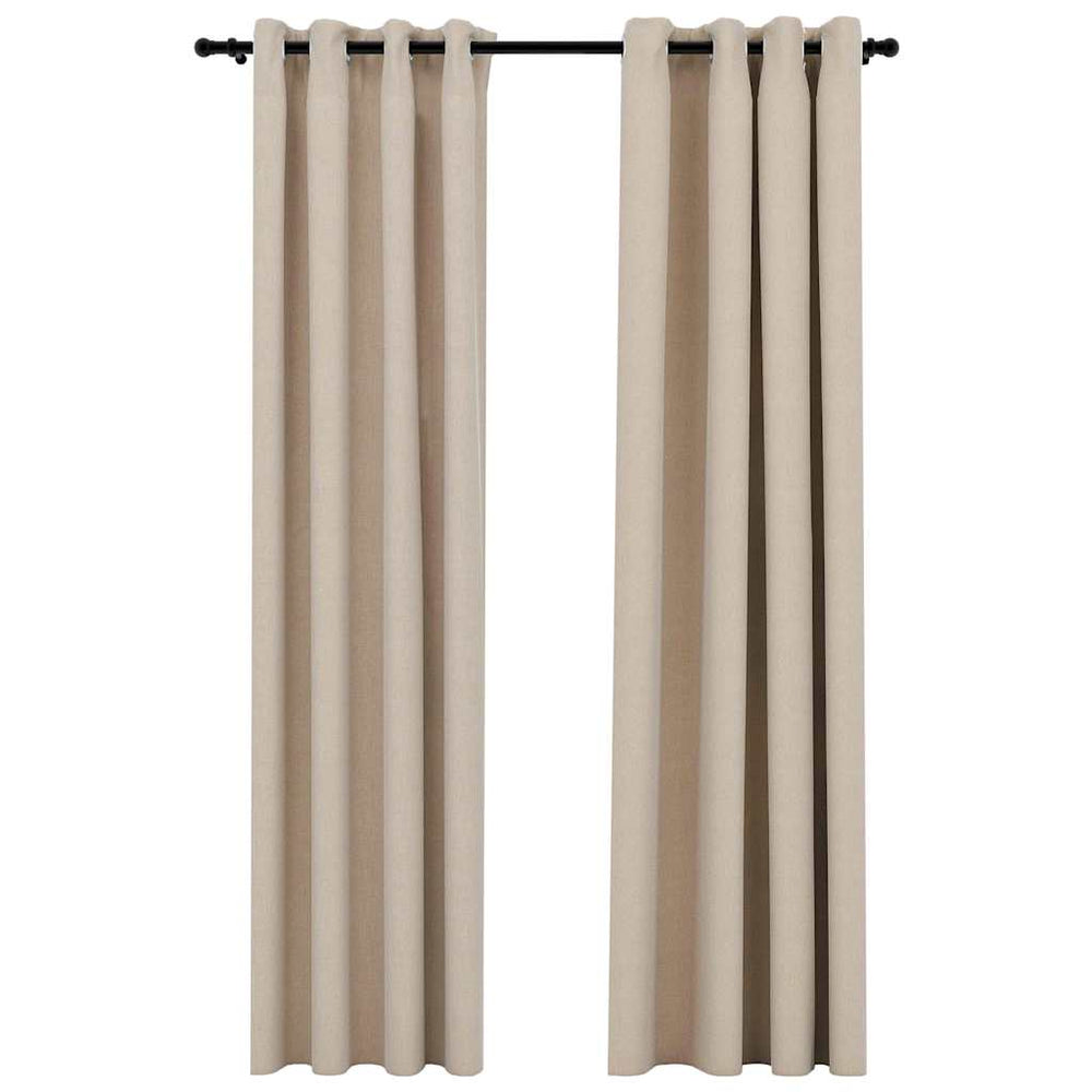 vidaXL Blackout Curtains 2 pcs. Eyelets Linen Look Beige 140x225 cm