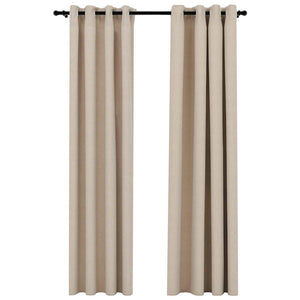 vidaXL Blackout Curtains 2 pcs. Eyelets Linen Look Beige 140x225 cm
