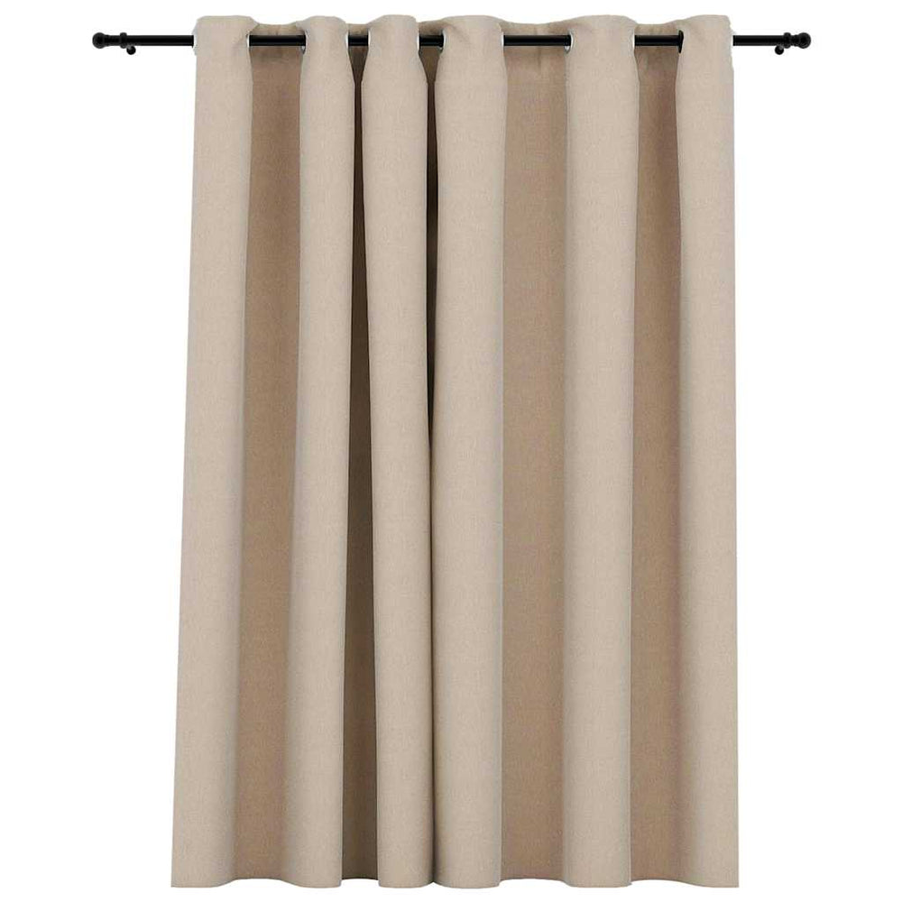 vidaXL Eyelet Blackout Curtain Linen Look Beige 290x245 cm