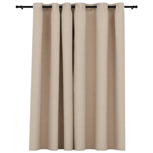 vidaXL Eyelet Blackout Curtain Linen Look Beige 290x245 cm