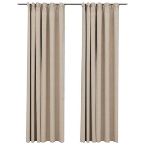 vidaXL Blackout Curtains 2 pcs. Hook Linen Look Beige 140x225 cm
