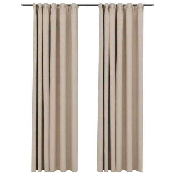 vidaXL Blackout Curtains 2 pcs. Hook Linen Look Beige 140x225 cm
