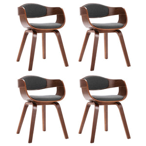 vidaXL Dining Chairs 4 pcs Bentwood and Fabric Grey