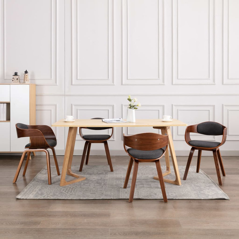 vidaXL Dining Chairs 4 pcs Bentwood and Fabric Grey