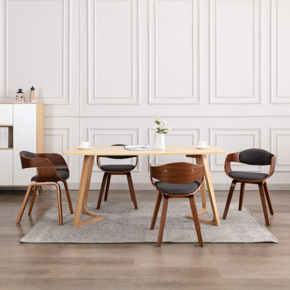 vidaXL Dining Chairs 6 pcs Bentwood and Fabric Grey