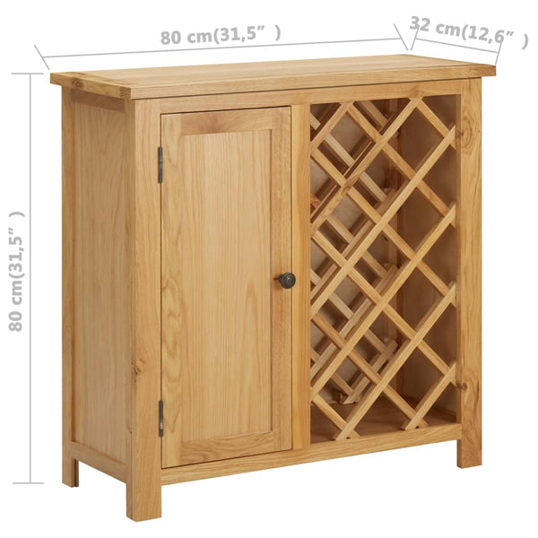 vidaXL Wine Cabinet for 11 Bottles 80 x 32 x 80 cm Solid Oak Wood