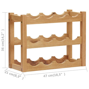 vidaXL Wine Rack for 12 Bottles 47 x 21 x 36 cm Solid Oak Wood