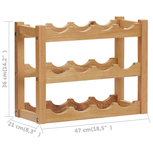 vidaXL Wine Rack for 12 Bottles 47 x 21 x 36 cm Solid Oak Wood