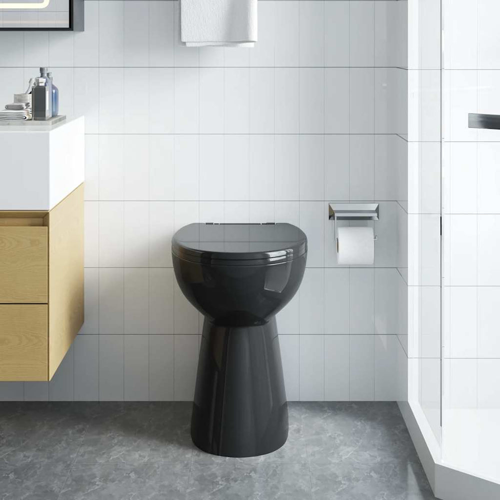 vidaXL Rimless Toilet 7 cm Extra Height Soft-Close Ceramic Black