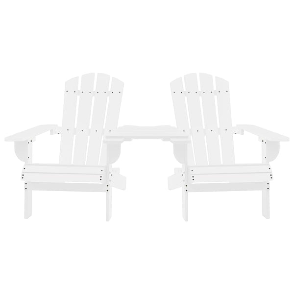 Adirondack-Gartenstühle mit Tisch Massivholz Tanne Weiß