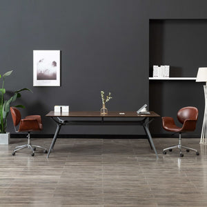 vidaXL Swivel Office Chair Brown Faux Leather
