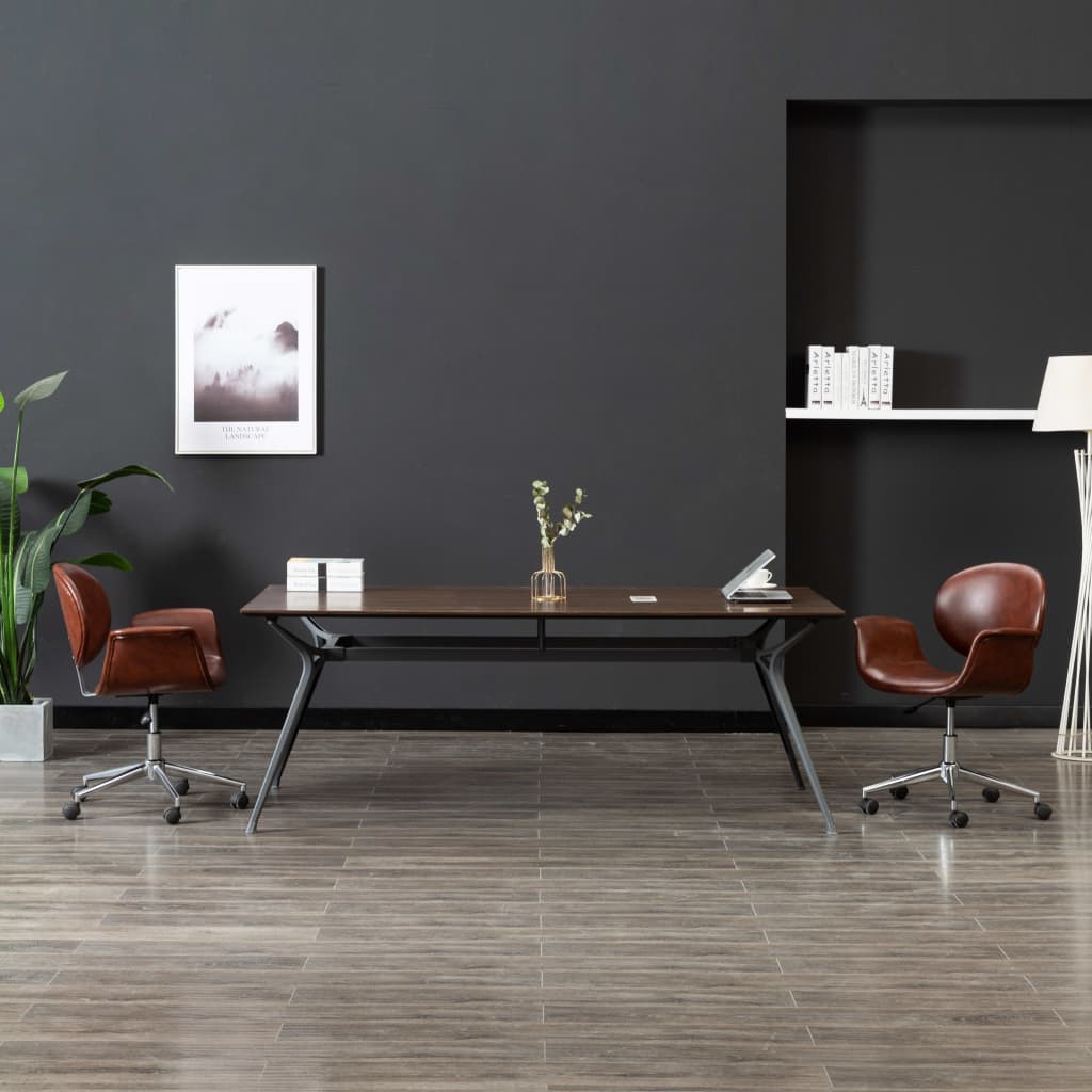 vidaXL Swivel Office Chair Brown Faux Leather