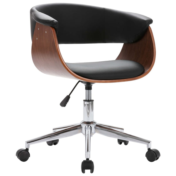 vidaXL Swivel Office Chair Black Bentwood and Faux Leather