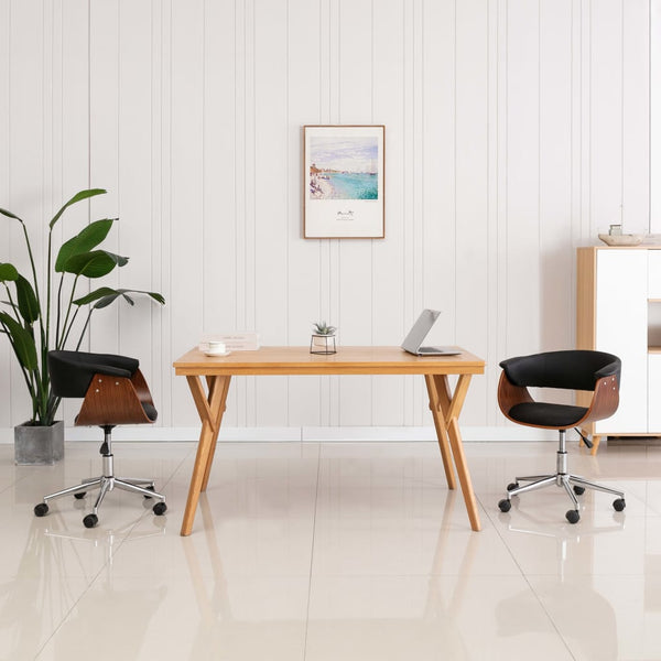 vidaXL Swivel Office Chair Black Bentwood and Faux Leather
