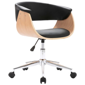 vidaXL Swivel Office Chair Black Bentwood and Faux Leather
