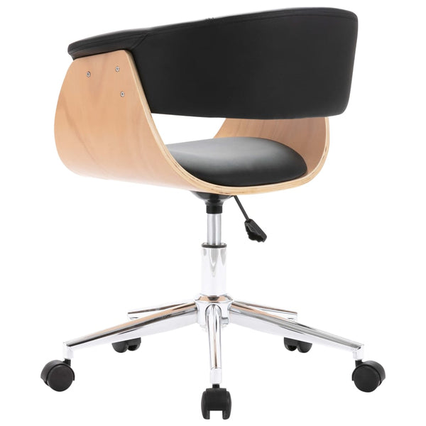 vidaXL Swivel Office Chair Black Bentwood and Faux Leather