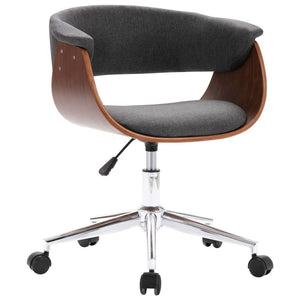 vidaXL Swivel Office Chair Grey Bentwood and Fabric