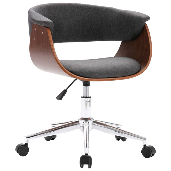 vidaXL Swivel Office Chair Grey Bentwood and Fabric