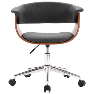 vidaXL Swivel Office Chair Grey Bentwood and Fabric
