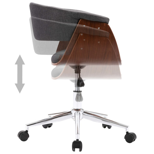vidaXL Swivel Office Chair Grey Bentwood and Fabric