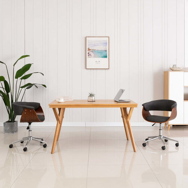 vidaXL Swivel Office Chair Grey Bentwood and Fabric