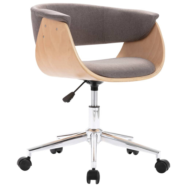 vidaXL Swivel Office Chair Taupe Bentwood and Fabric