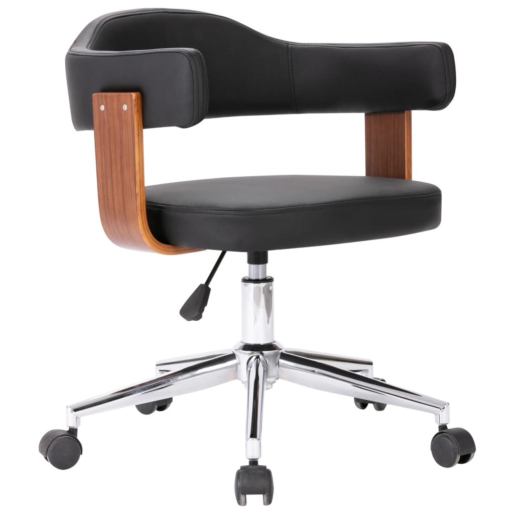vidaXL Swivel Office Chair Black Bentwood and Faux Leather