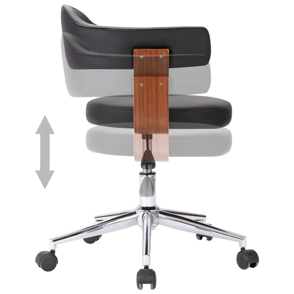vidaXL Swivel Office Chair Black Bentwood and Faux Leather