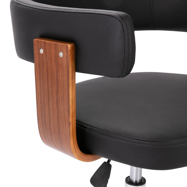 vidaXL Swivel Office Chair Black Bentwood and Faux Leather