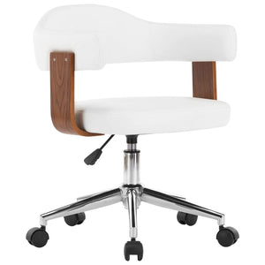 vidaXL Swivel Office Chair White Bentwood and Faux Leather