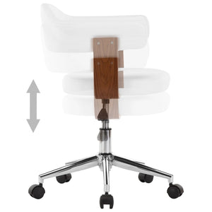 vidaXL Swivel Office Chair White Bentwood and Faux Leather