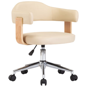 vidaXL Swivel Office Chair Cream Bentwood and Faux Leather