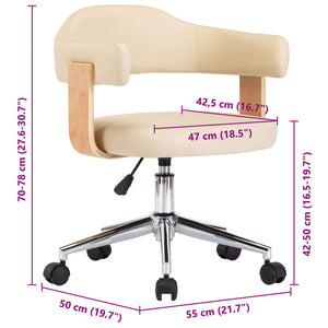 vidaXL Swivel Office Chair Cream Bentwood and Faux Leather