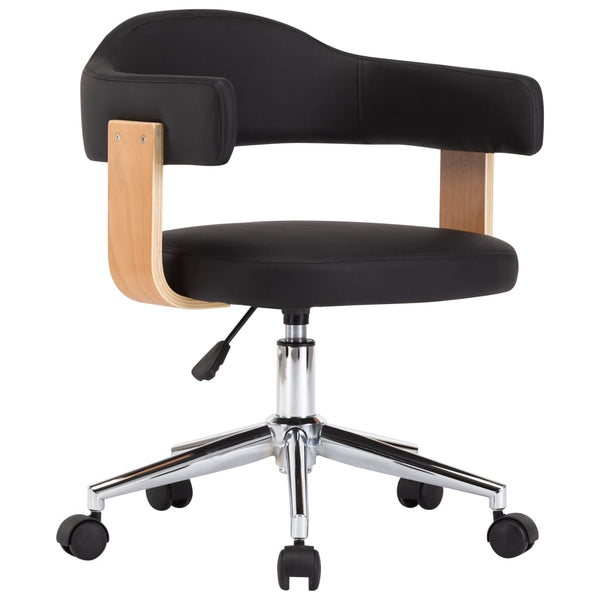 vidaXL Swivel Office Chair Black Bentwood and Faux Leather