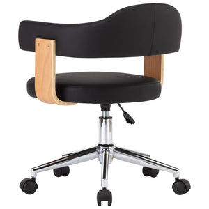 vidaXL Swivel Office Chair Black Bentwood and Faux Leather